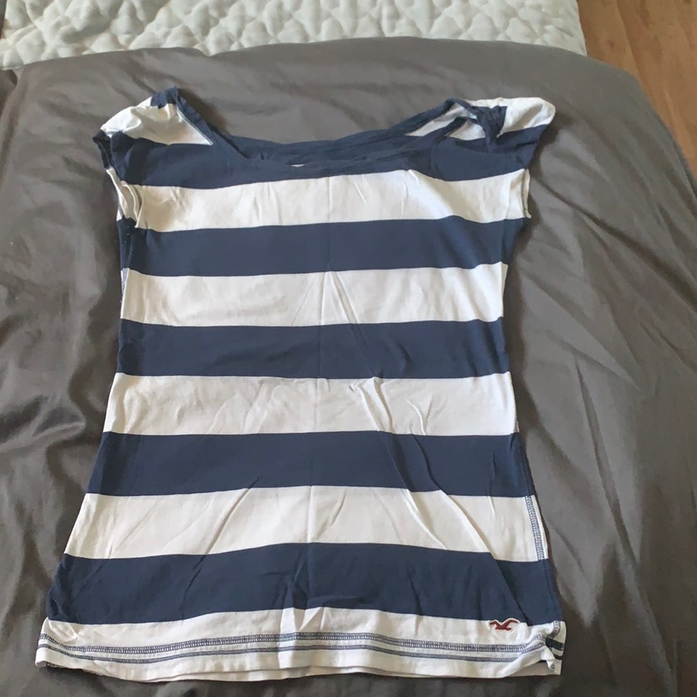 Navy white off the shoulder shirt